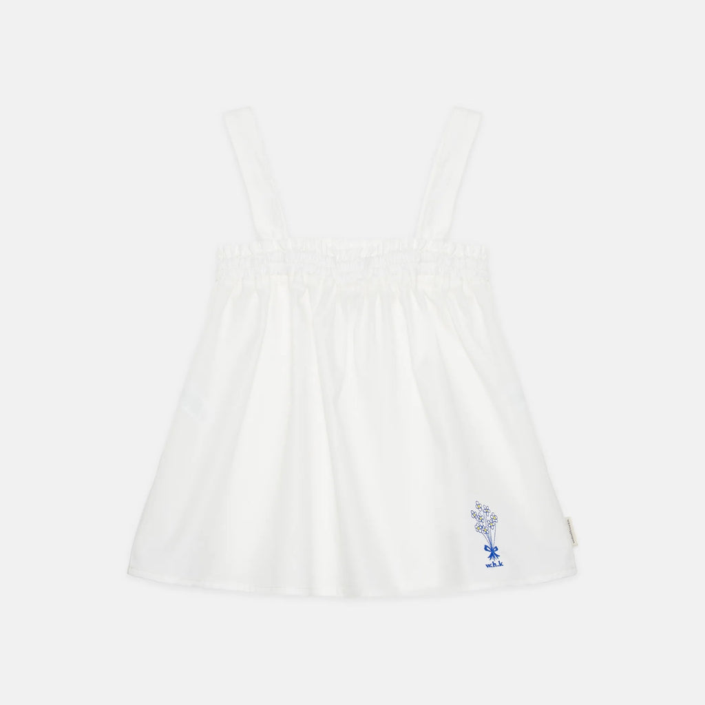 Top ricamato con Bouquet bianco