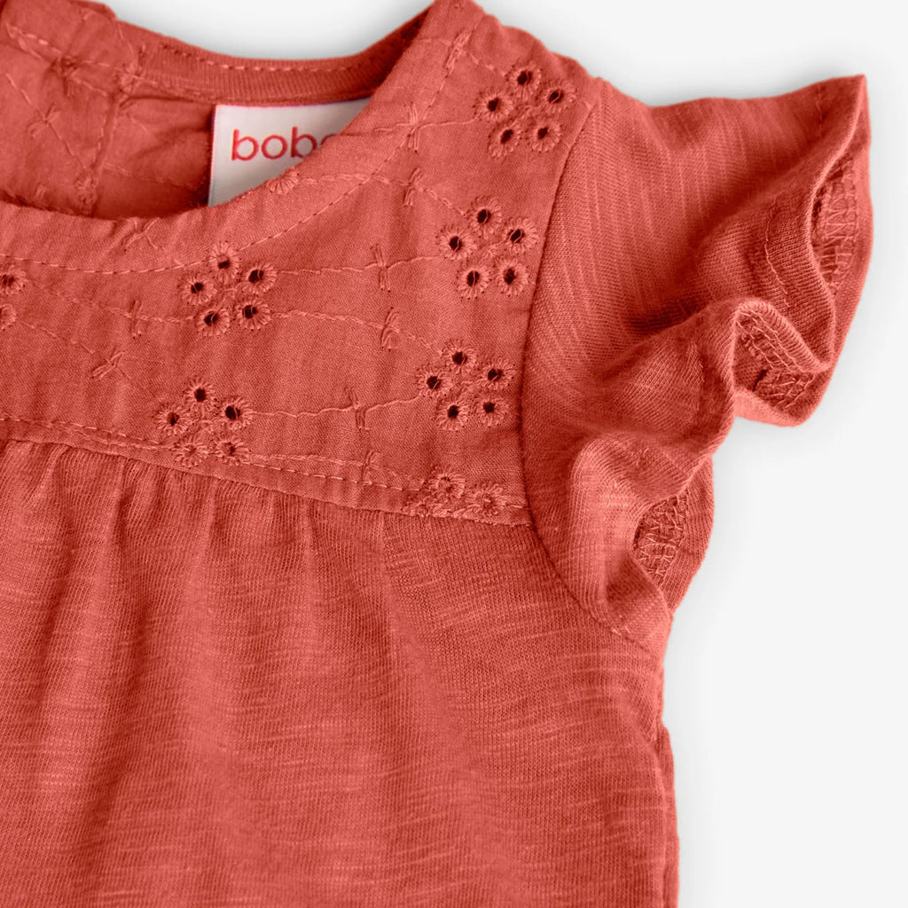 T-shirt giromanica sangallo terracotta