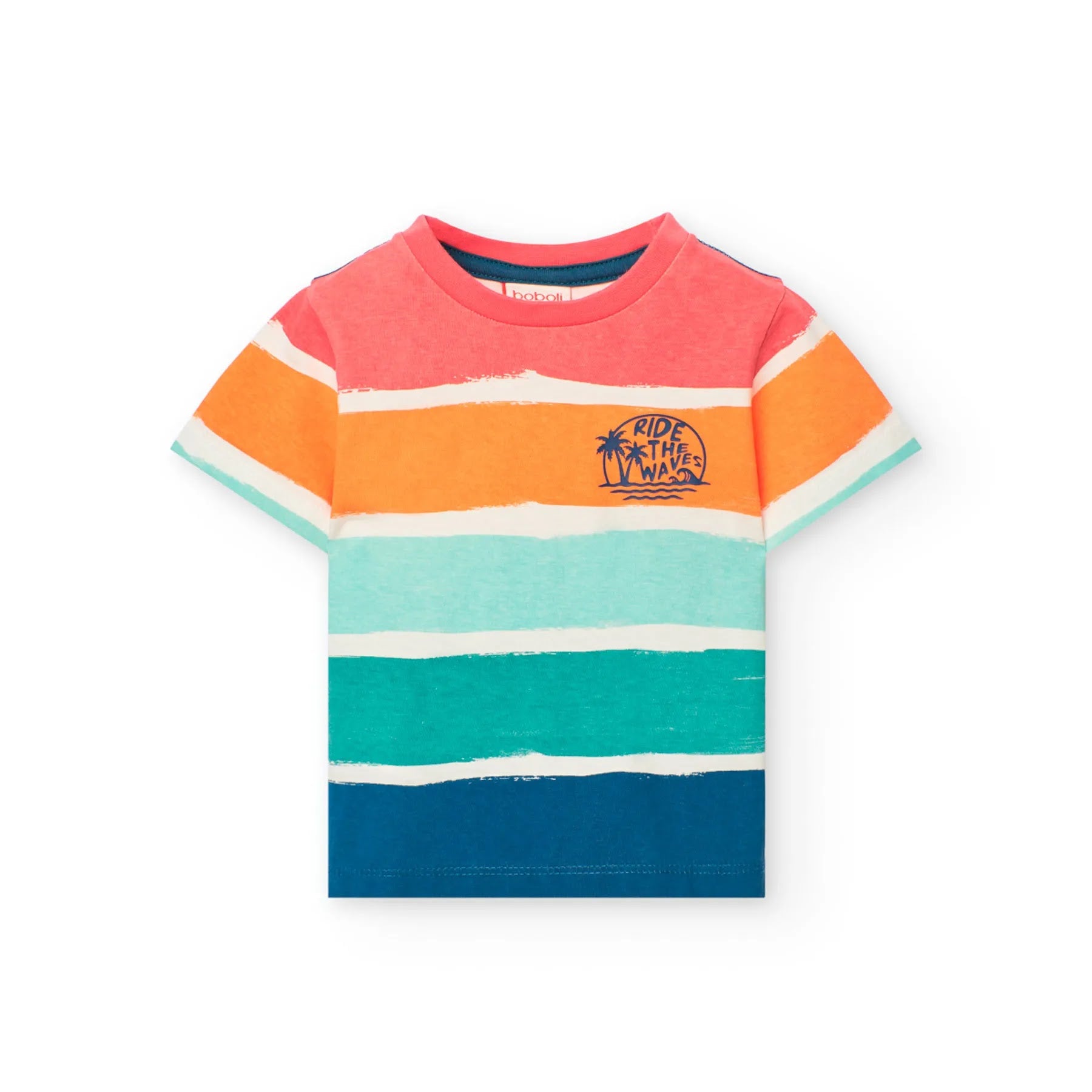 T-shirt mezza manica a righe orizzontali sunset