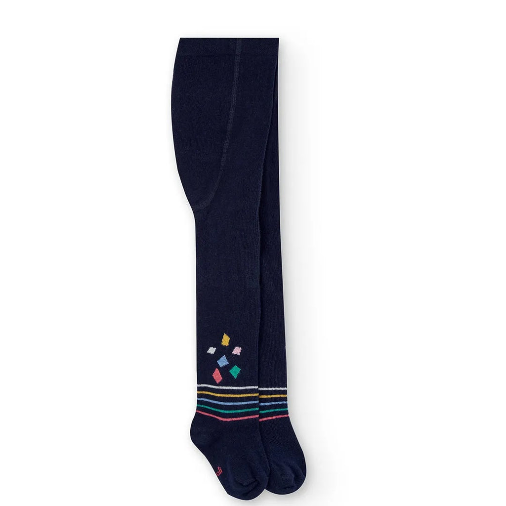 Calzamaglia blu con fantasie geometriche