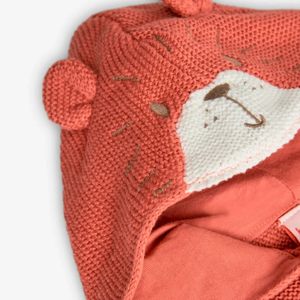 Cardigan tricot con cappuccio con orecchie 3D terracotta