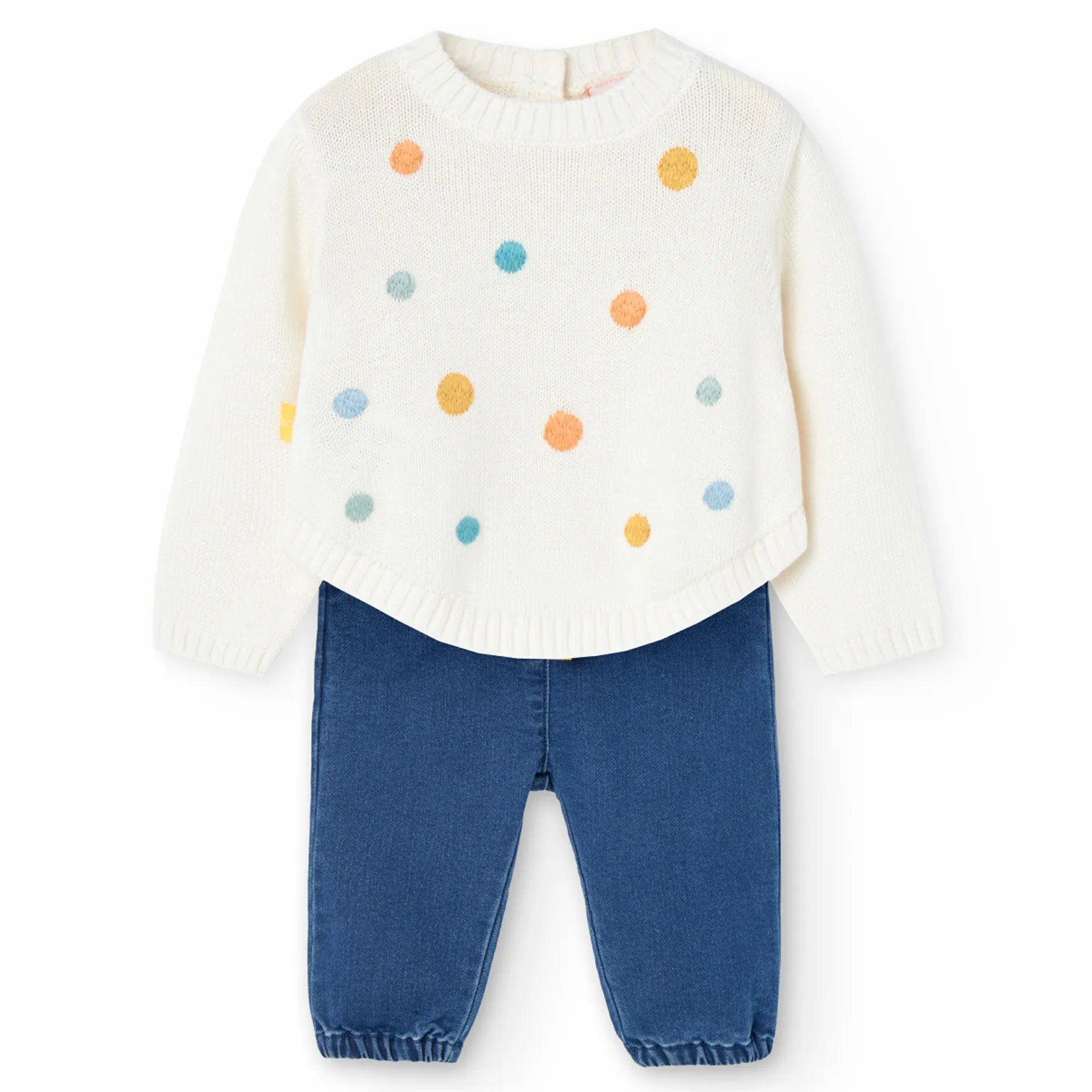 Completo maglione leggero pois e pantalone jeans