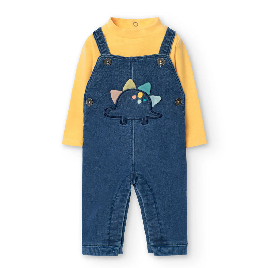 Completo neonato salopette e body giallo