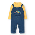 Completo neonato salopette e body giallo