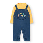 Completo neonato salopette e body giallo