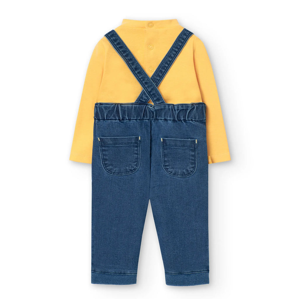 Completo neonato salopette e body giallo