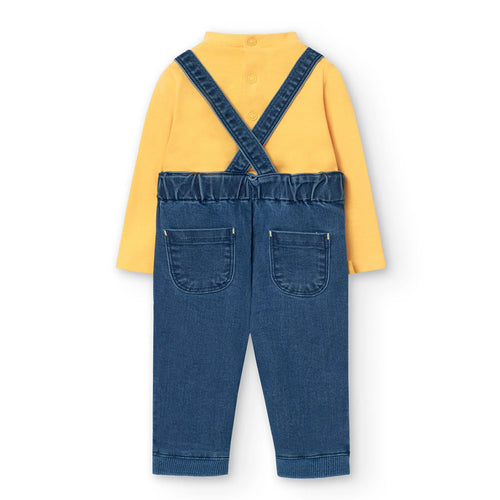 Completo neonato salopette e body giallo