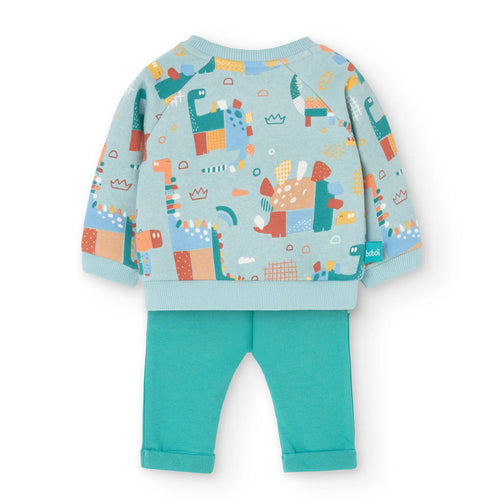 Completo felpa manica lunga e pantalone dino