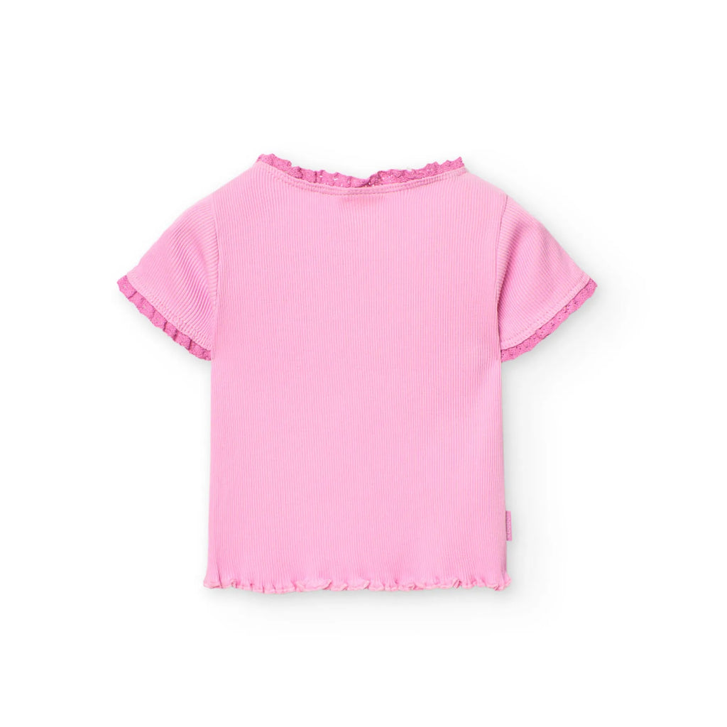 T-shirt mezza manica a costine