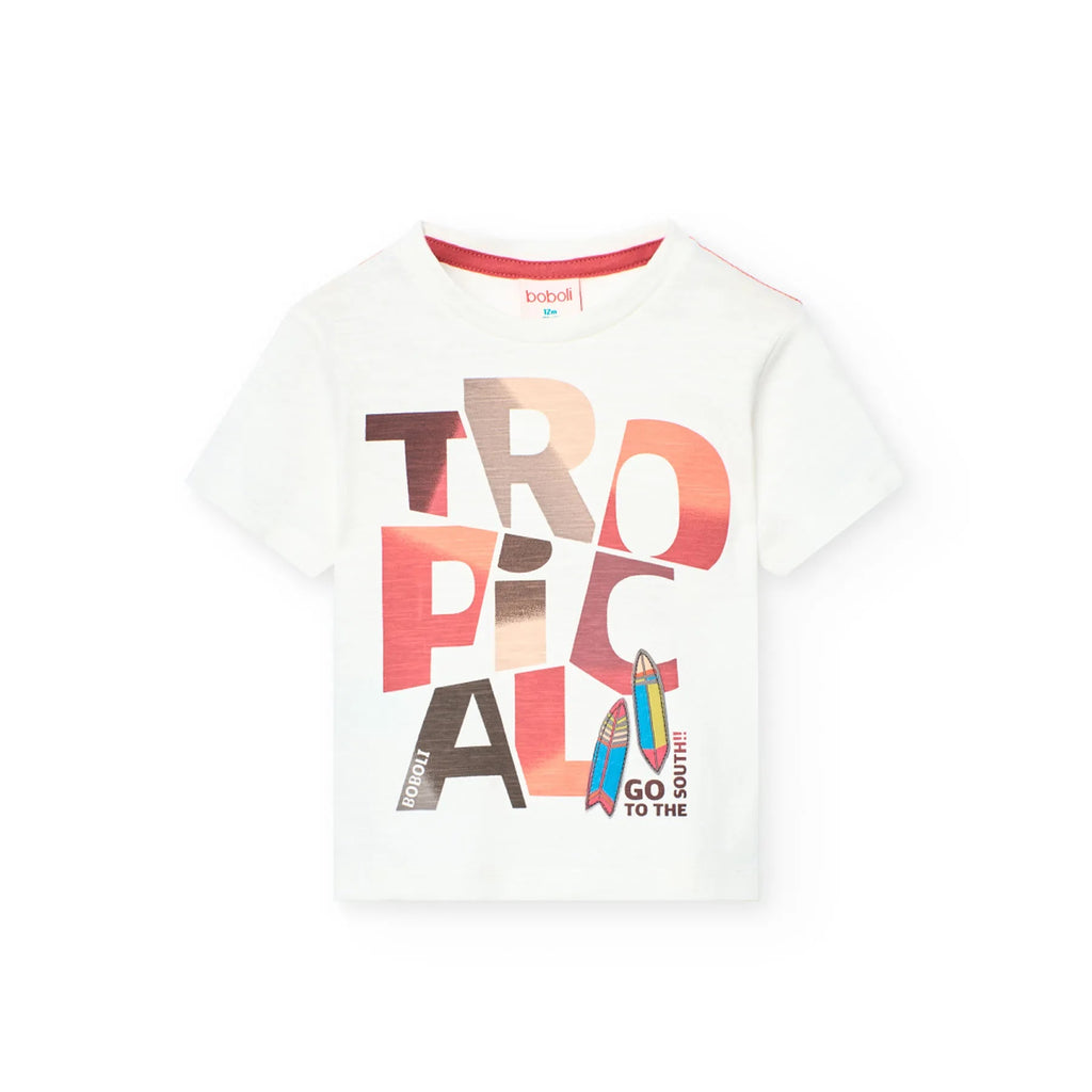 T-shirt mezza manica tropical bianco