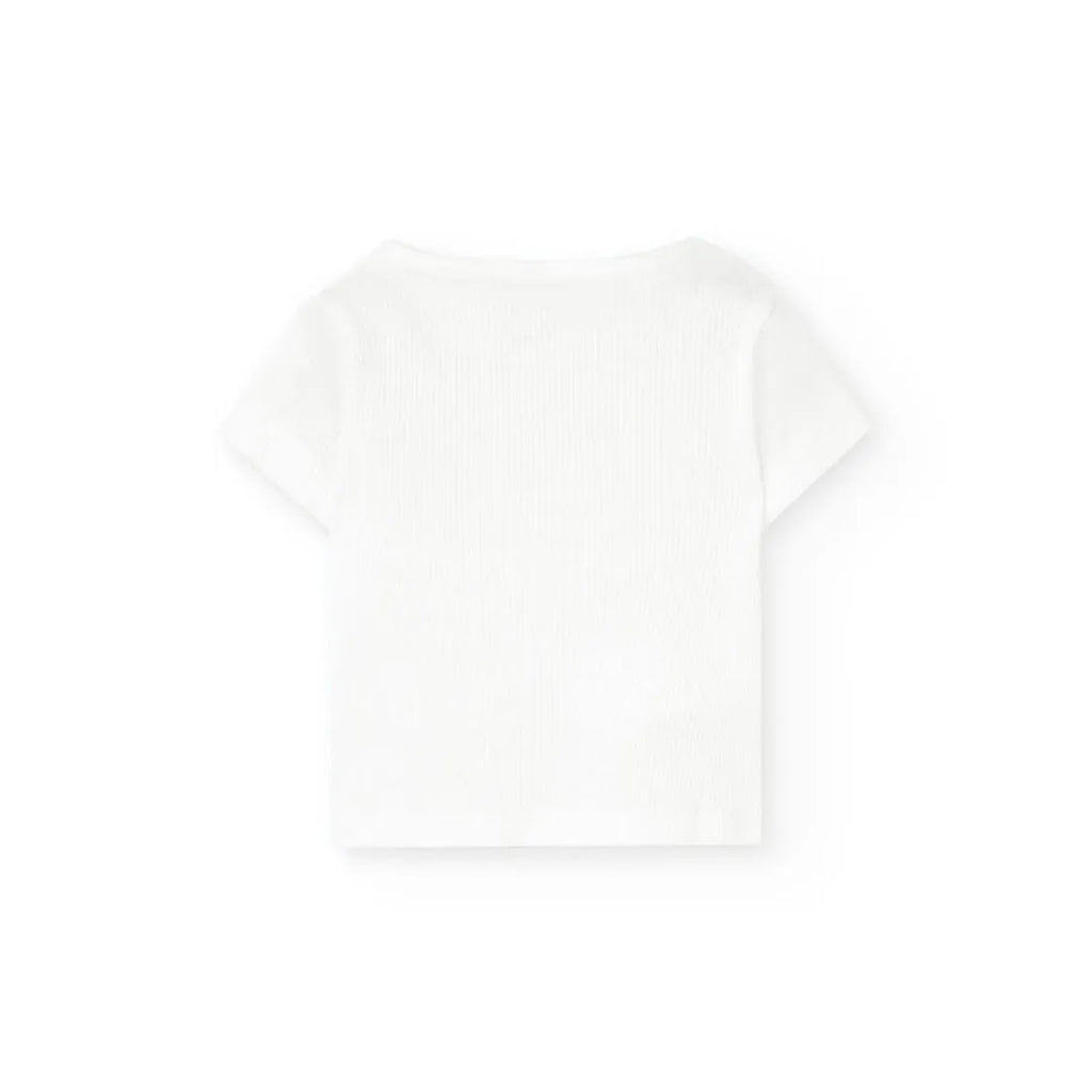 T-shirt mezza manica neonati bianca a costine