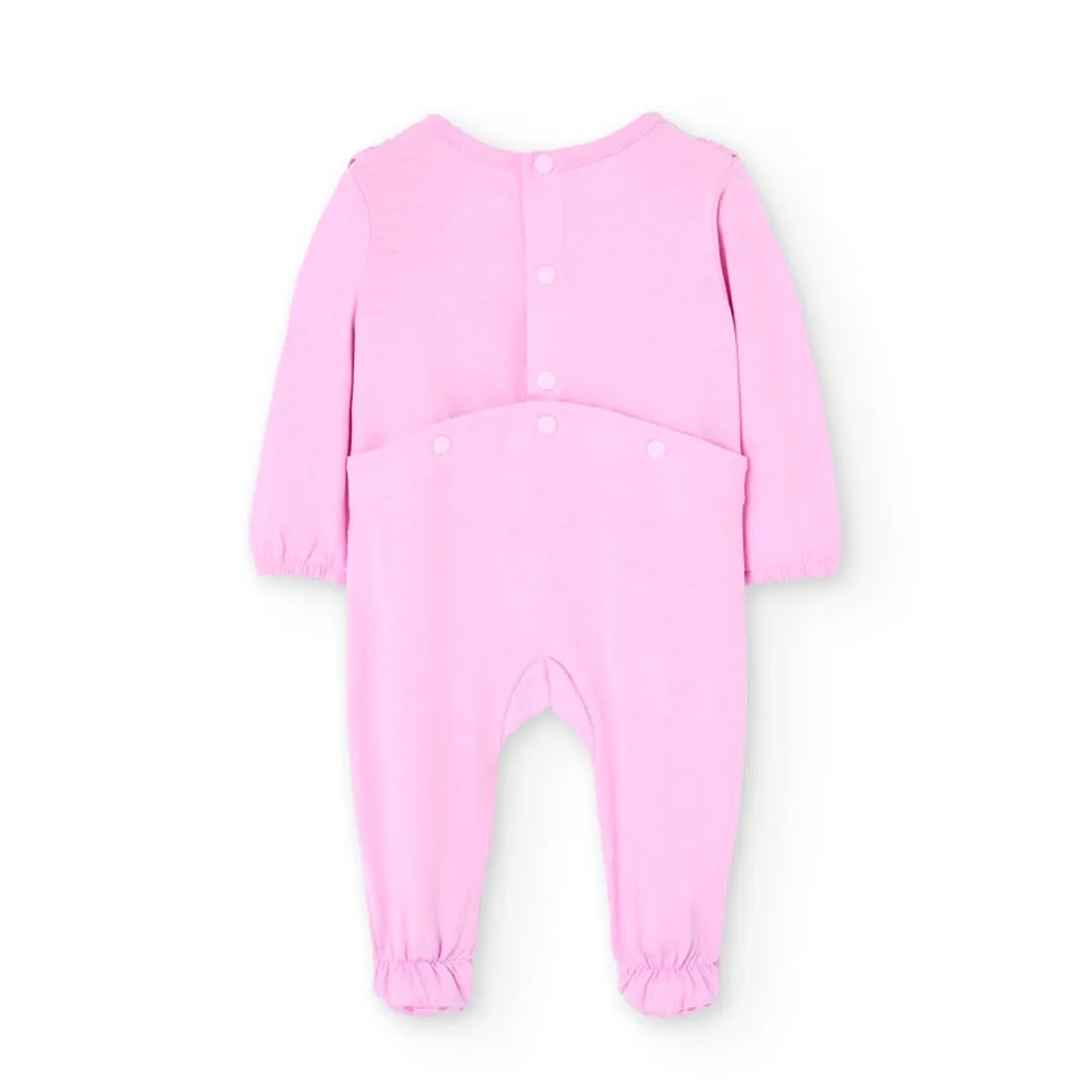 Tutina manica lunga rosa con tulipani e farfalle