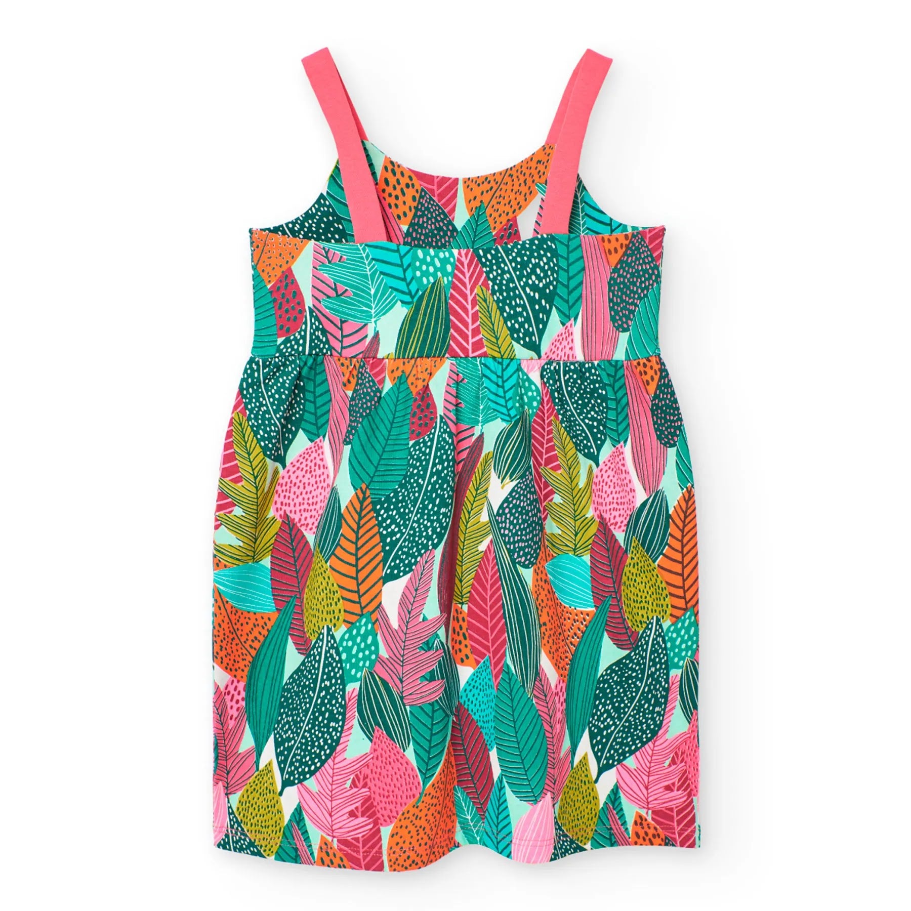 Vestito bretelle a contrasto foglie