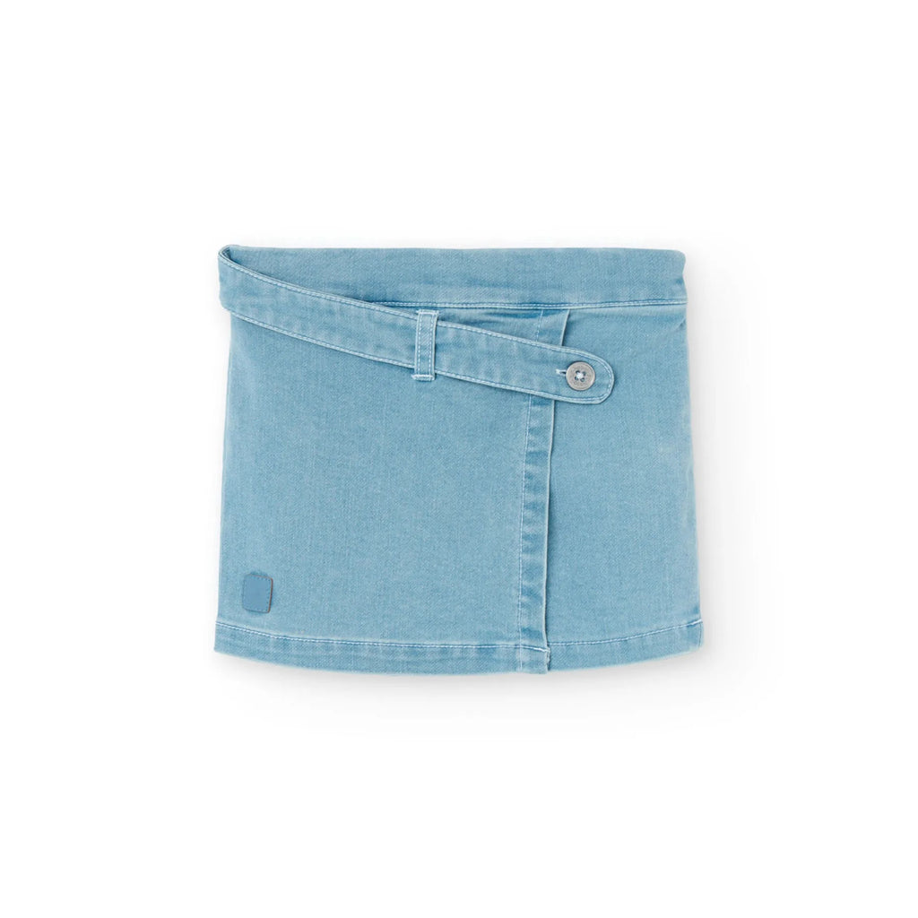 Gonna-shorts denim chiaro blu slavato