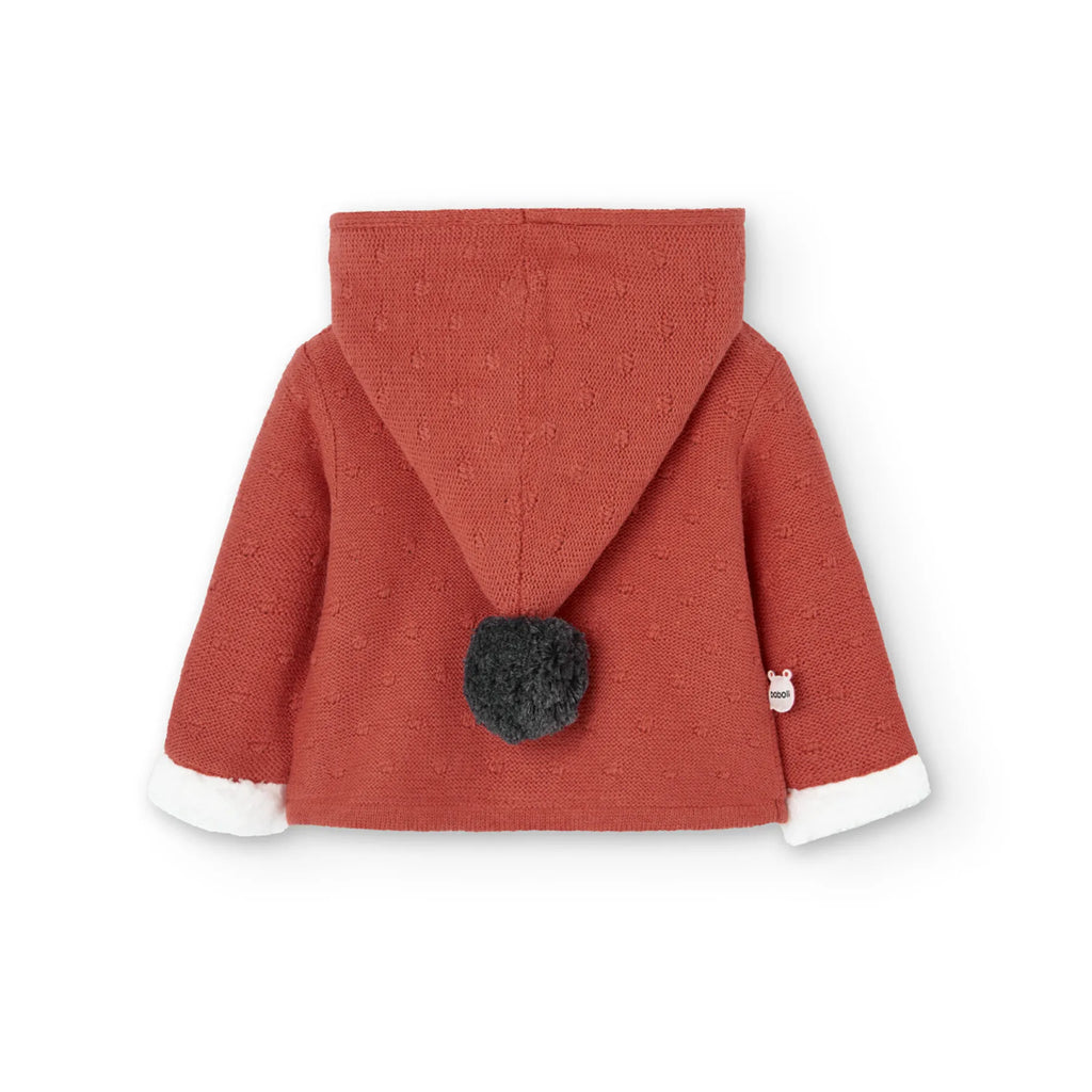 Cardigan ponpon cappuccio