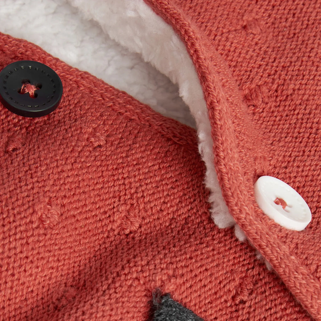 Cardigan ponpon cappuccio