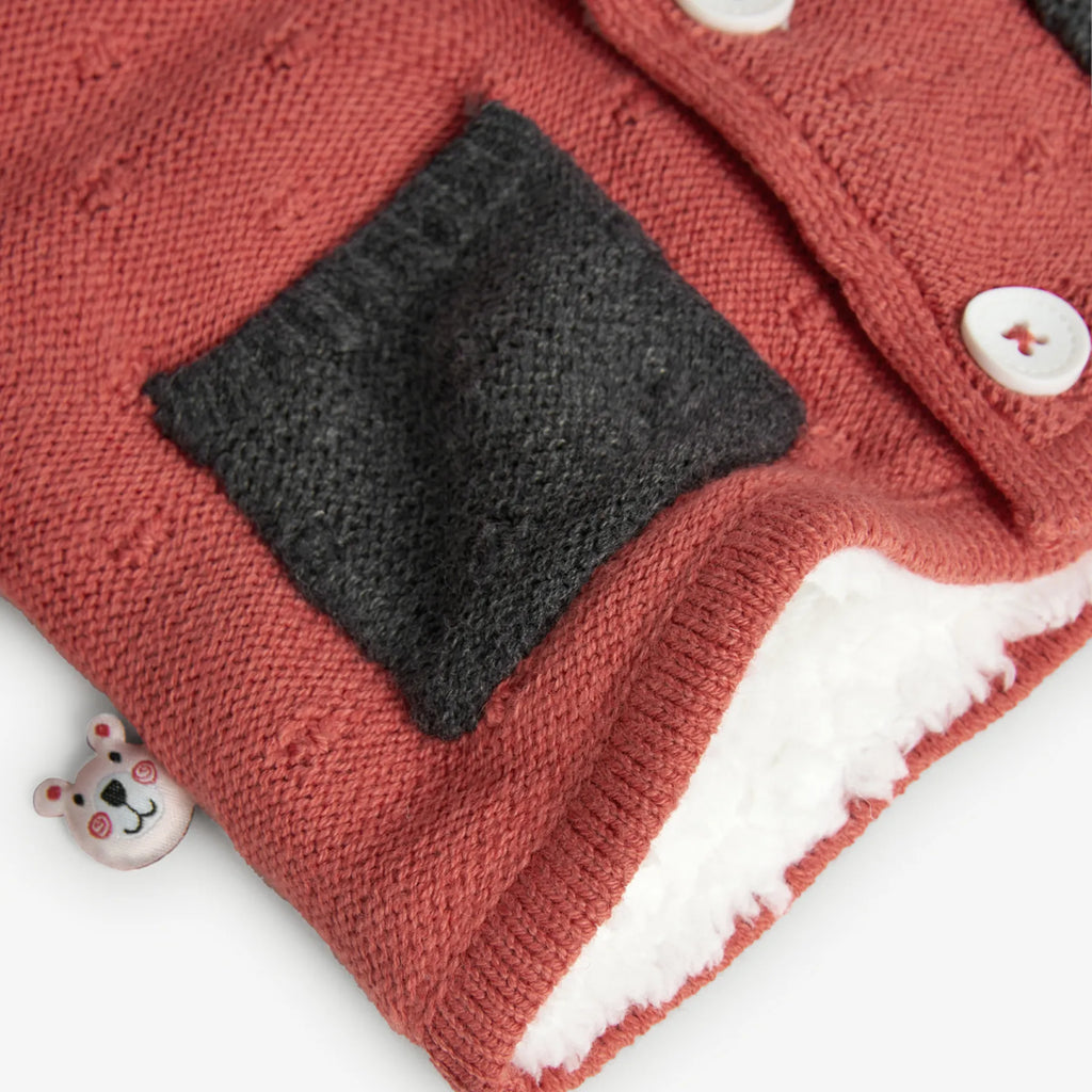 Cardigan ponpon cappuccio
