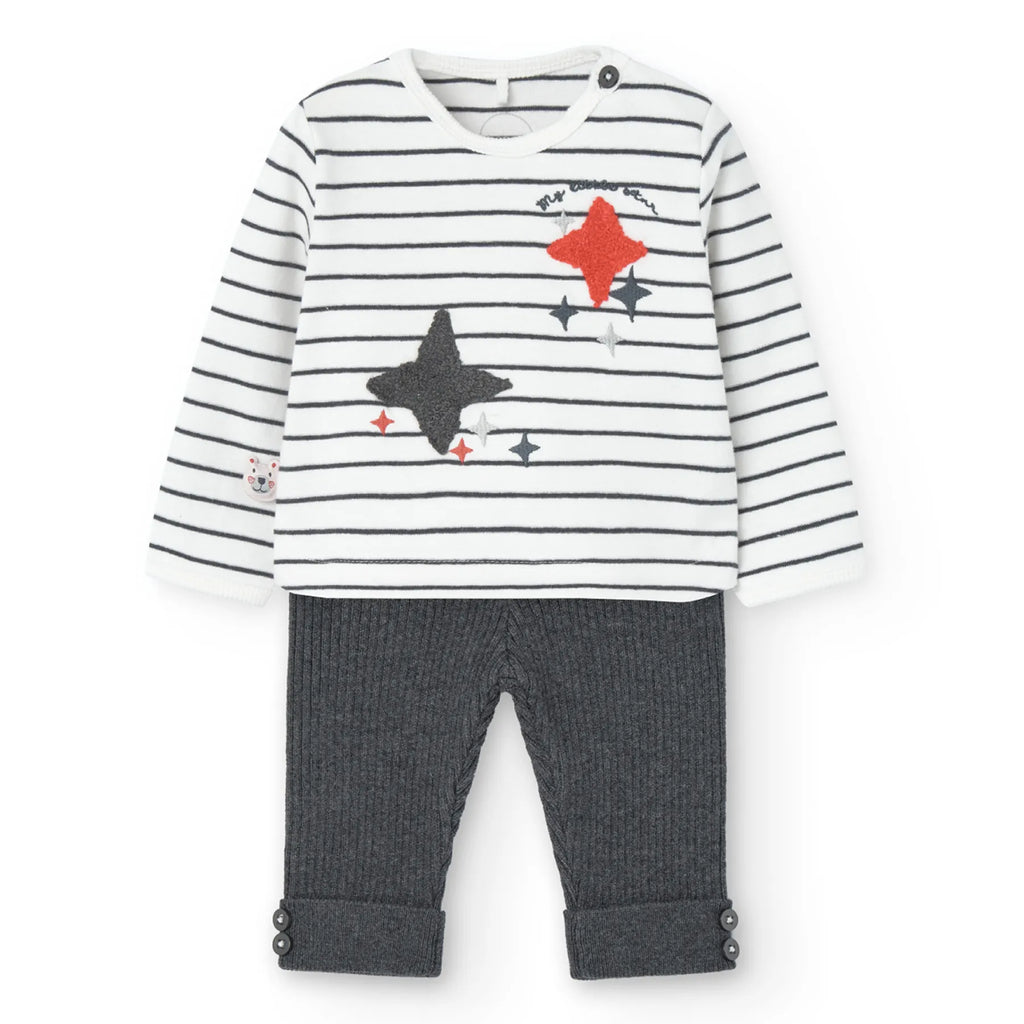 Completo t-shirt manica lunga con stelle e leggings