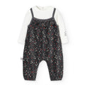 Completo body manica lunga e salopette velluto con stelle