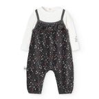 Completo body manica lunga e salopette velluto con stelle