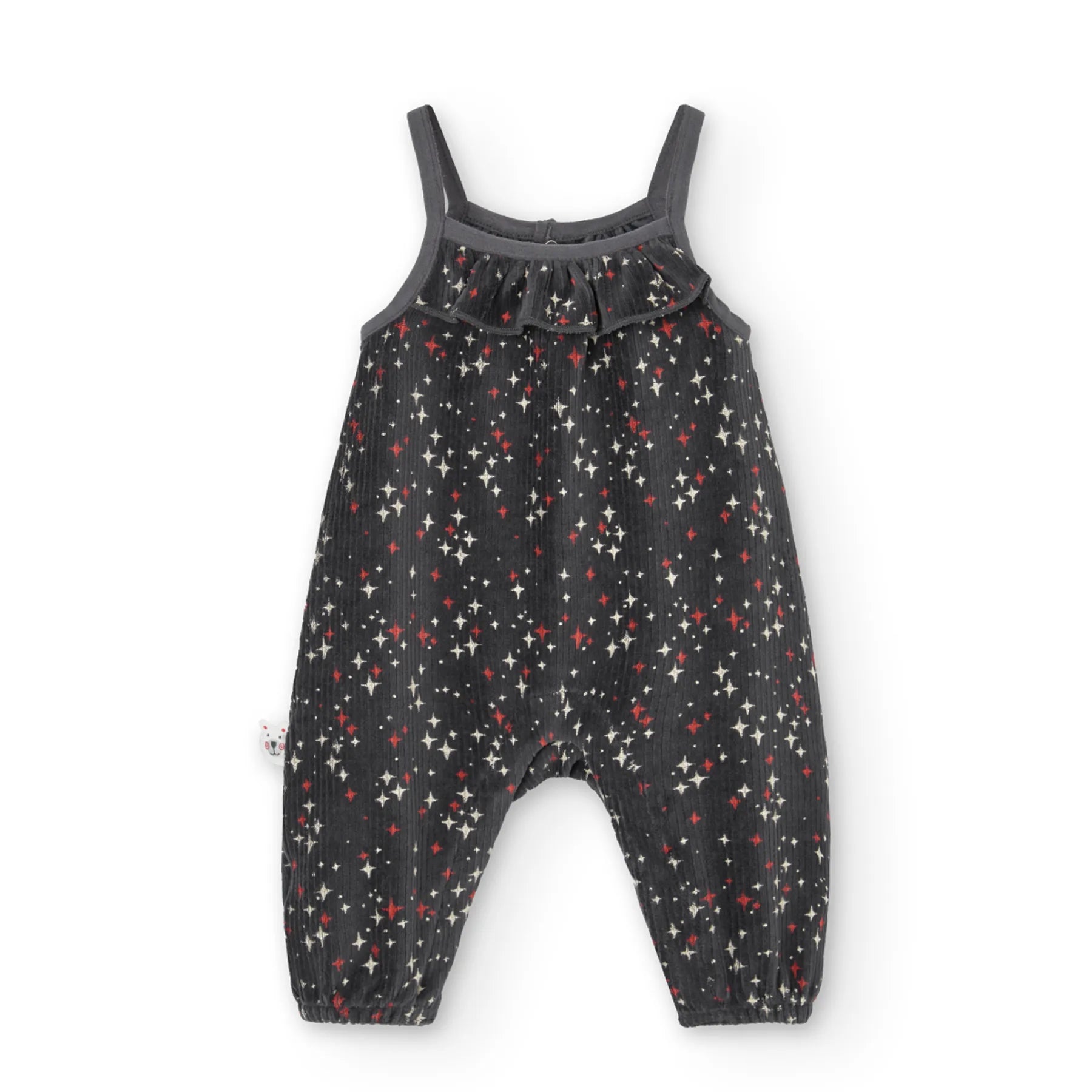 Completo body manica lunga e salopette velluto con stelle