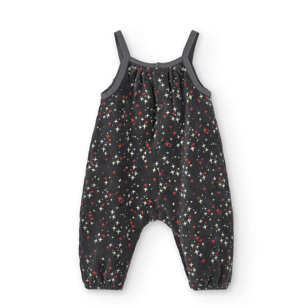 Completo body manica lunga e salopette velluto con stelle