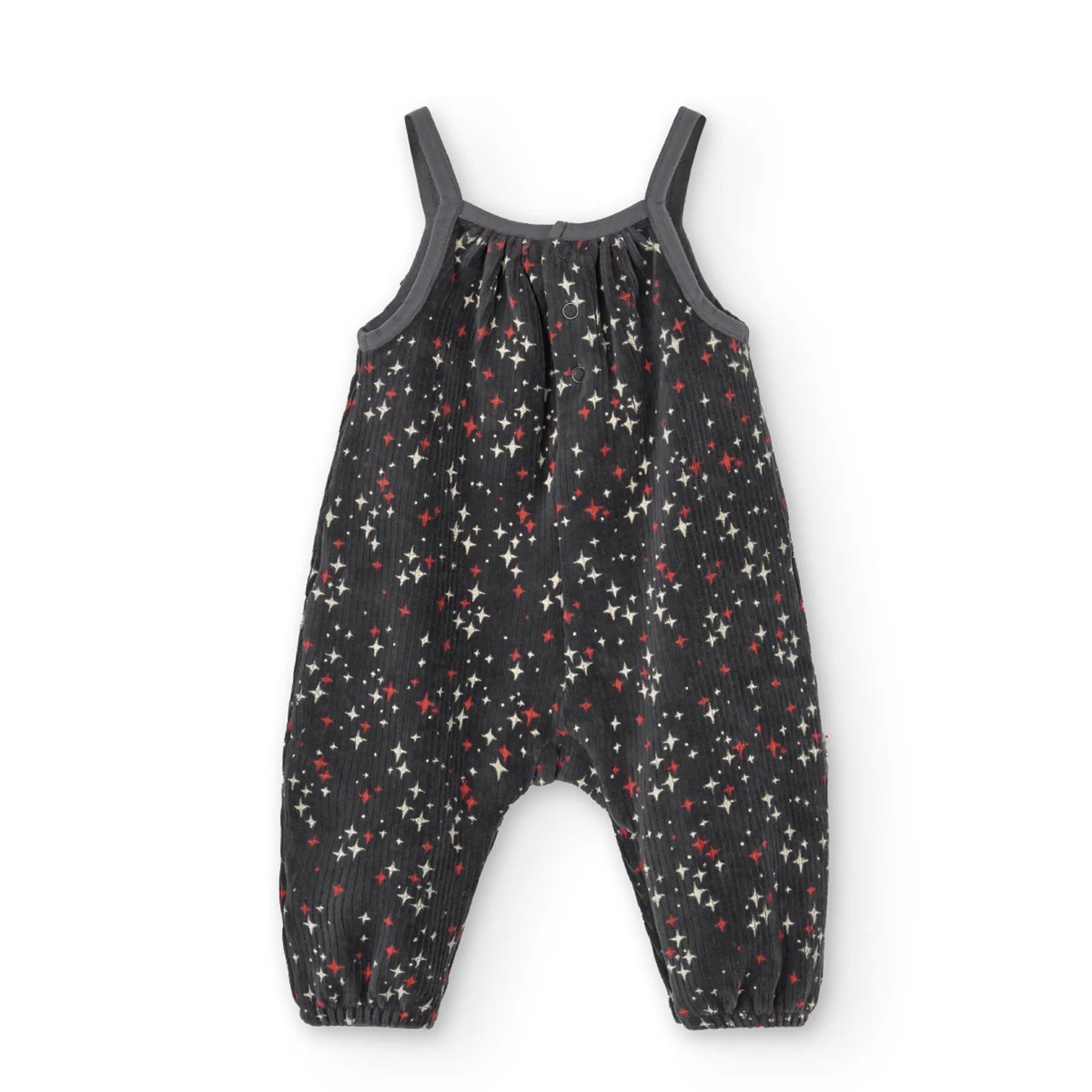 Completo body manica lunga e salopette velluto con stelle