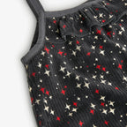 Completo body manica lunga e salopette velluto con stelle