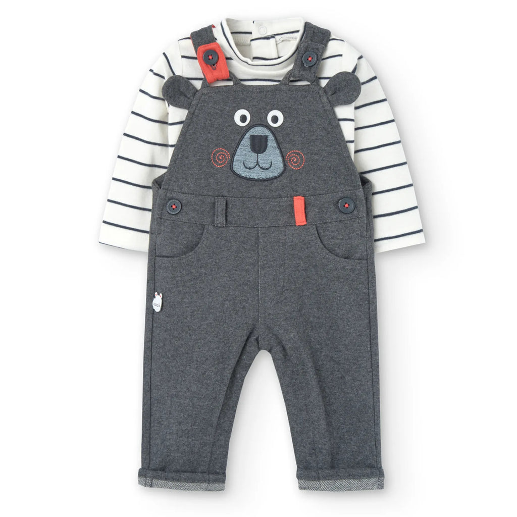 Completo neonato body e salopette orso
