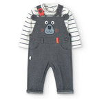Completo neonato body e salopette orso