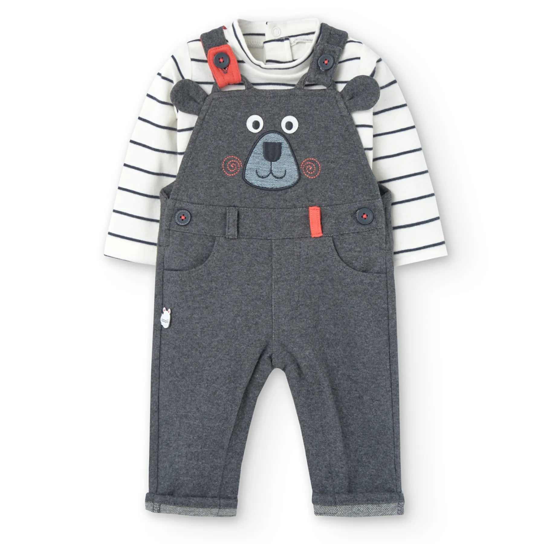 Completo neonato body e salopette orso