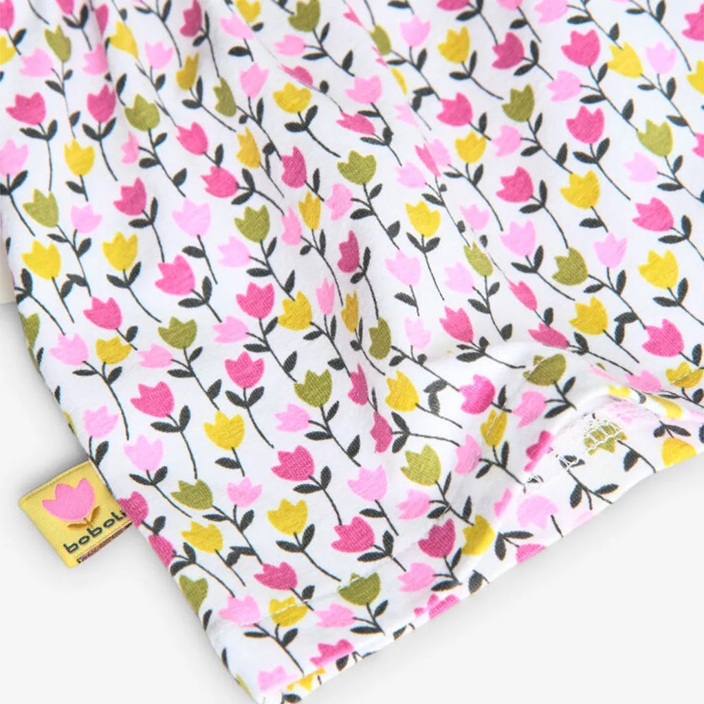 Vestito giromanica con colletto stampa tulipani all over