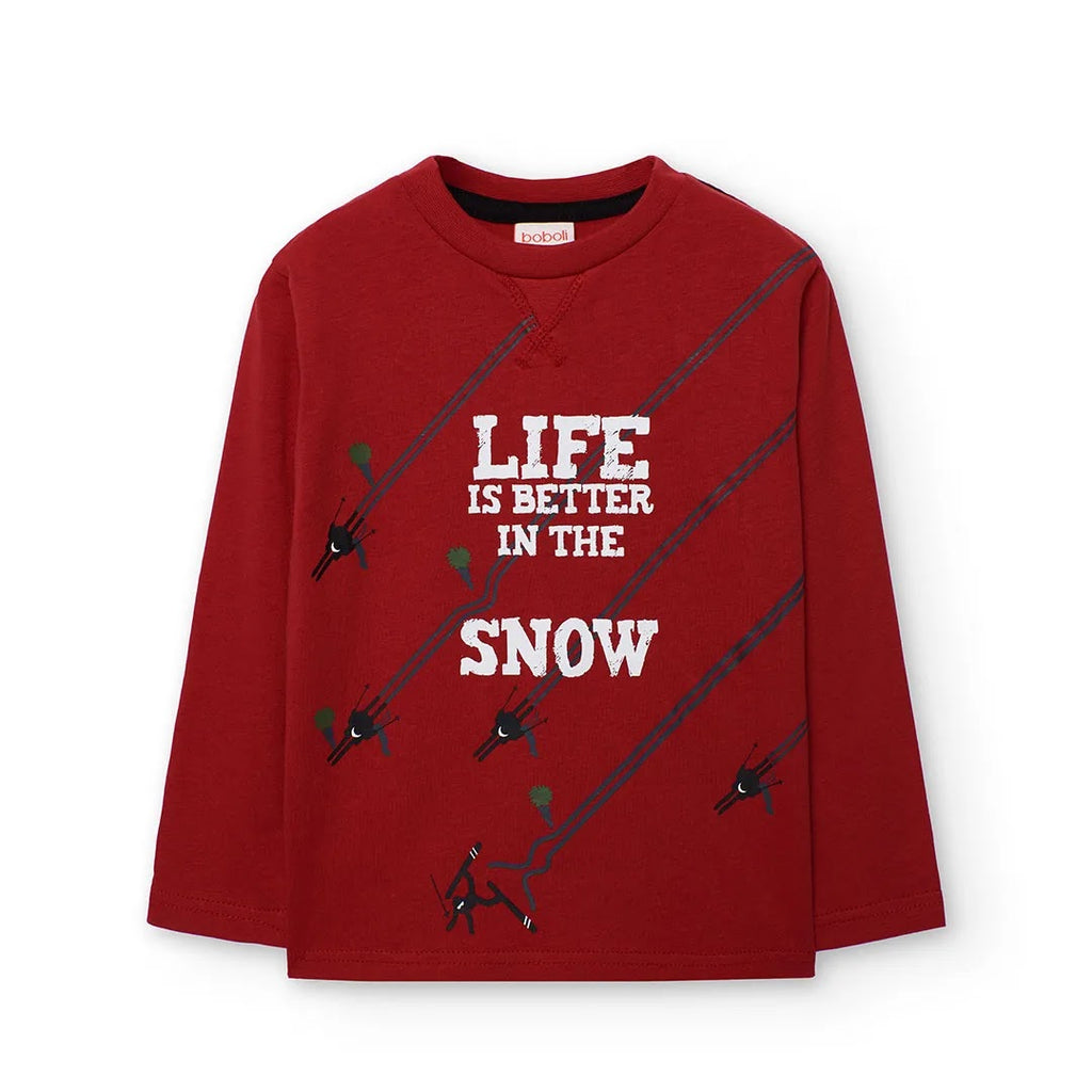 Maglietta manica lunga rossa ‘life is better in the snow’
