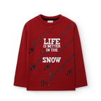 Maglietta manica lunga rossa ‘life is better in the snow’