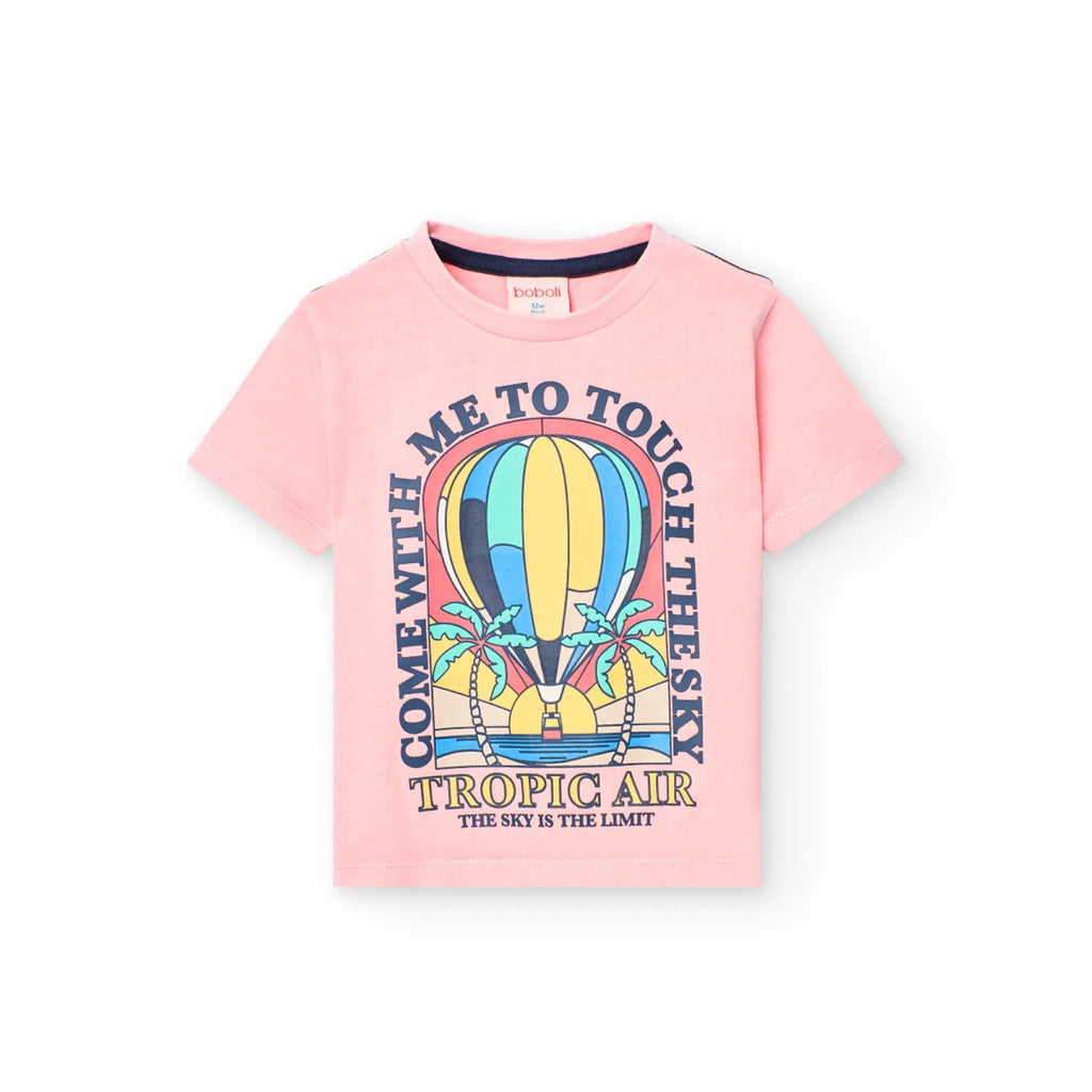 T-shirt mezza manica mongolfiera rosa