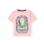 T-shirt mezza manica mongolfiera rosa