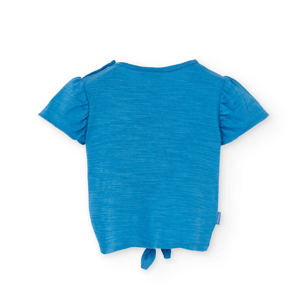 T-shirt mezza manica con nodo good summer indaco