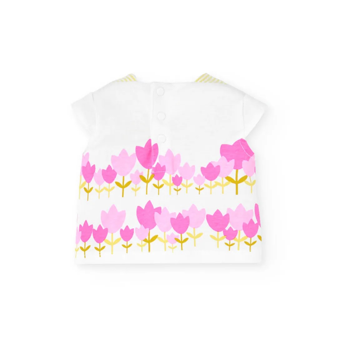 Completo t-shirt e culotte bianco con tulipani