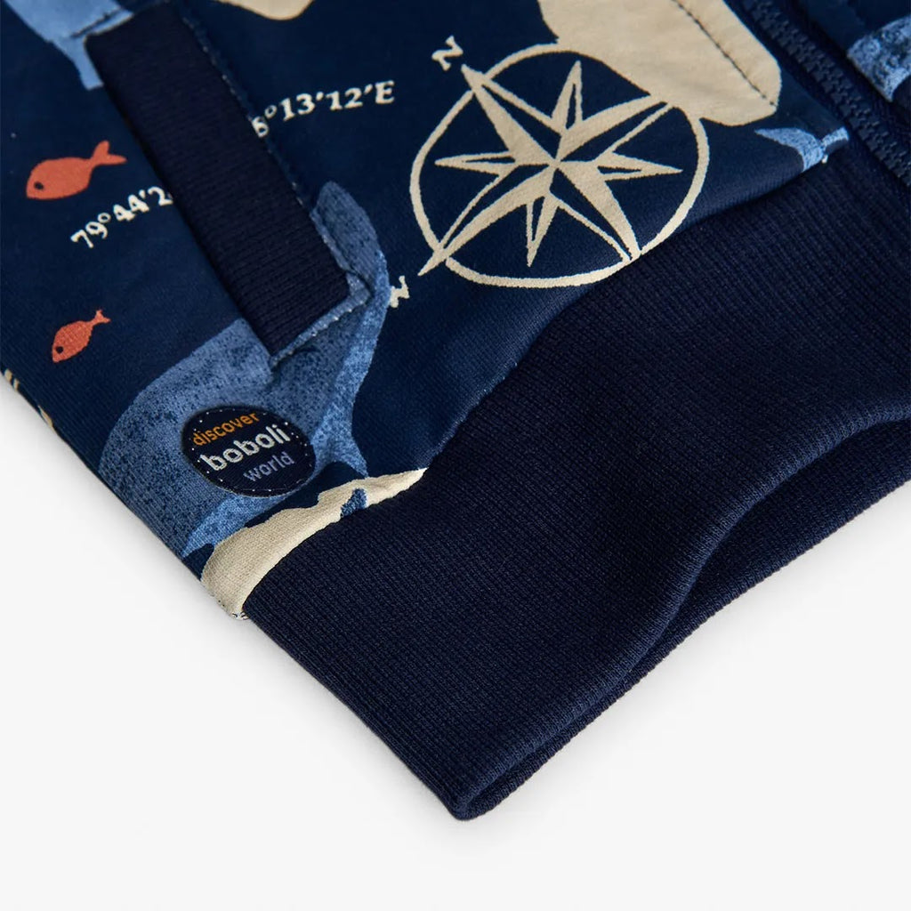 Felpa calda con cappuccio staccabile blu