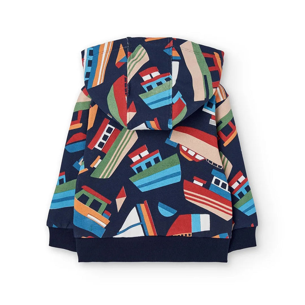 Felpa calda con cappuccio staccabile bambino barche