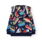 Felpa calda con cappuccio staccabile bambino barche