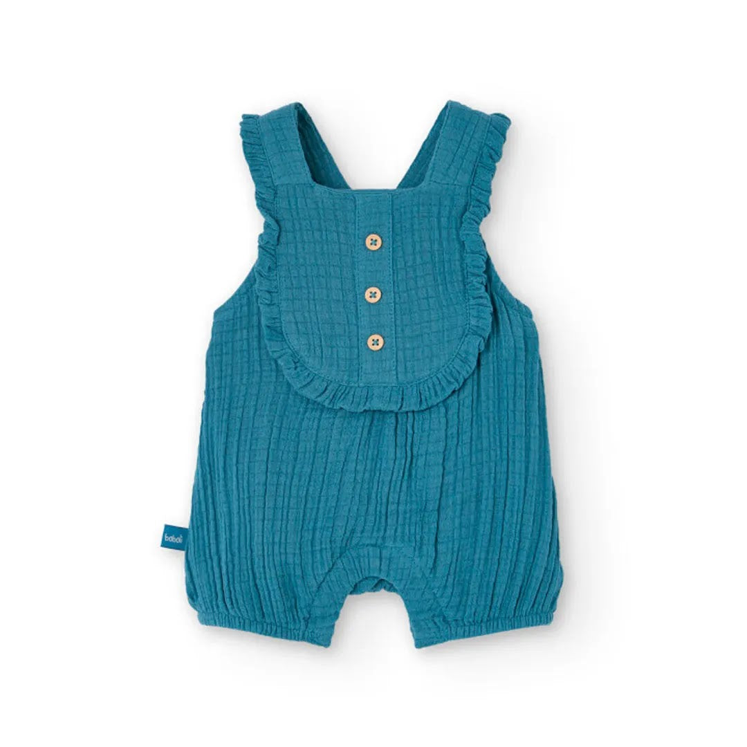 Completo t-shirt mezza manica e salopette ottanio