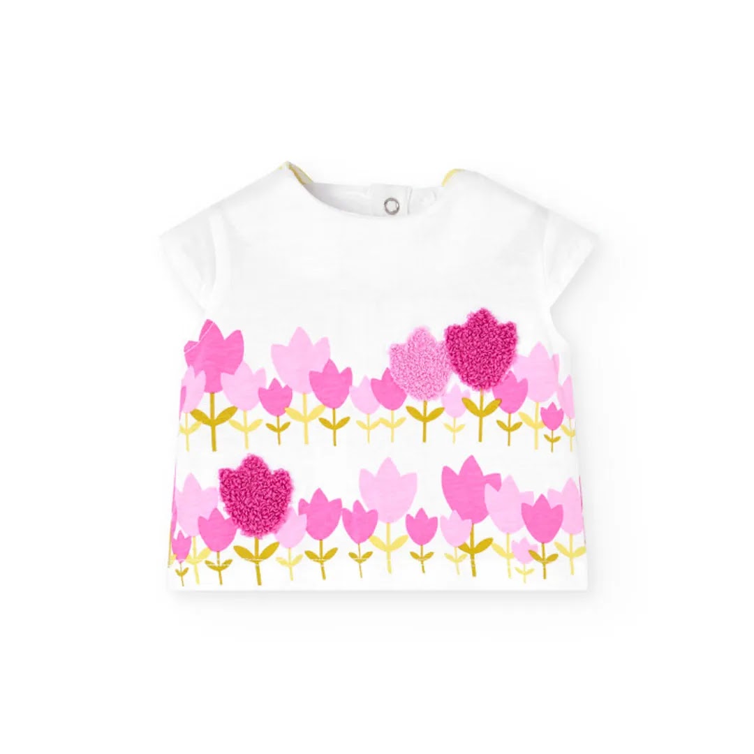 Completo t-shirt e culotte bianco con tulipani