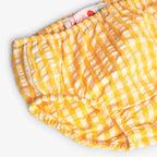 Vestito a balze vichy giallo sole