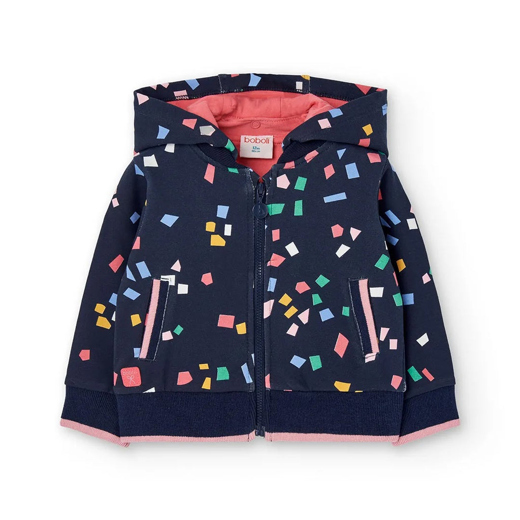 Felpa bambina cappuccio staccabile blu