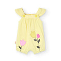 Pagliaccetto a righe giallo e bianco con tulipani
