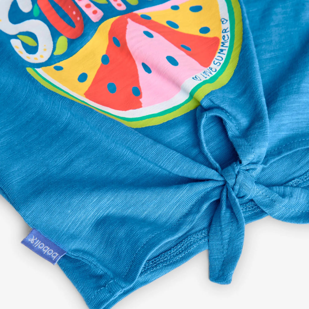 T-shirt mezza manica con nodo good summer indaco