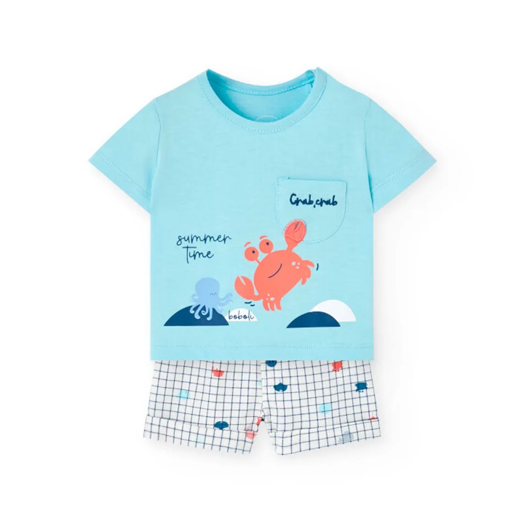 Completo t-shirt mezza manica e pantaloncino granchio