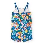 Tutina corta con bretelle frutta blu