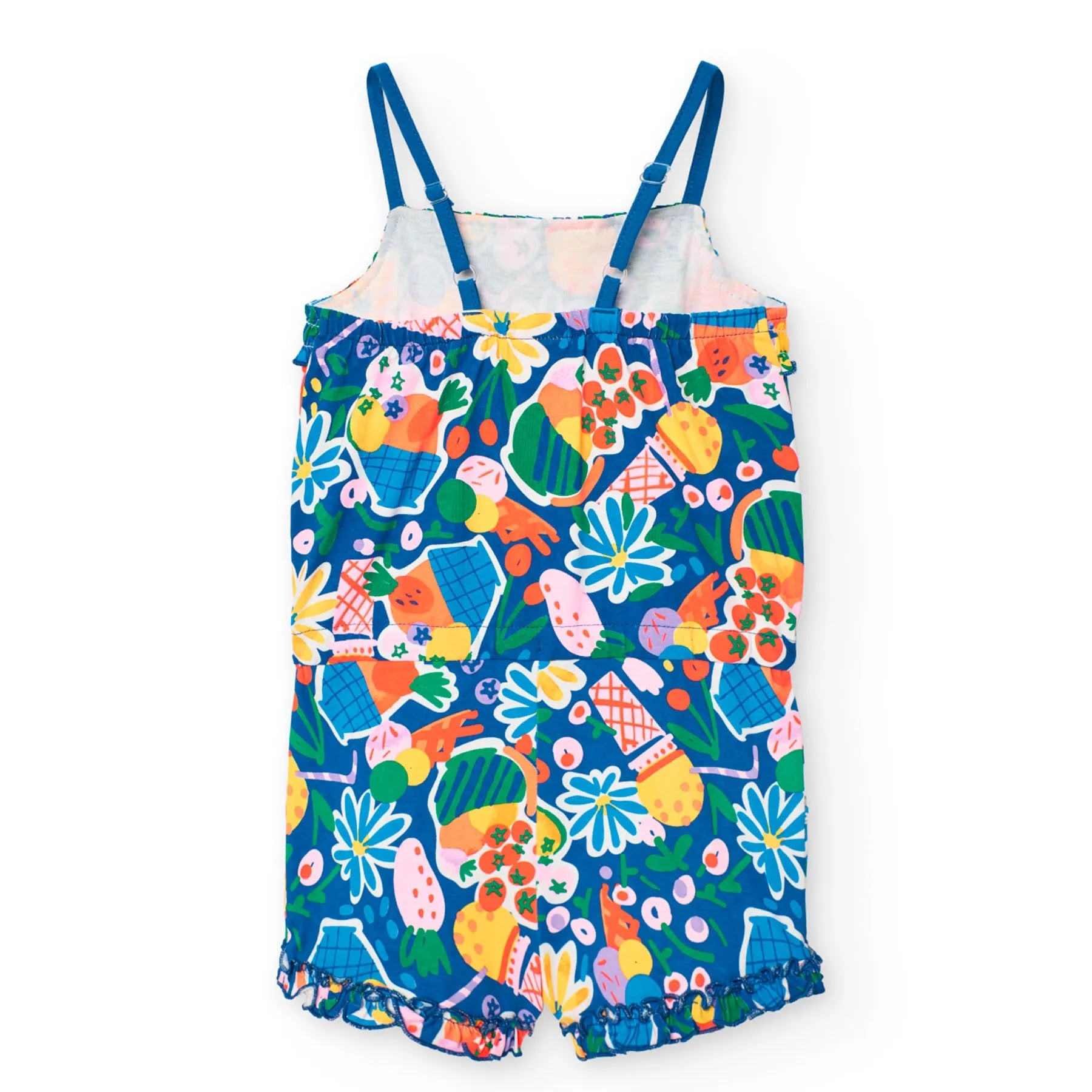 Tutina corta con bretelle frutta blu